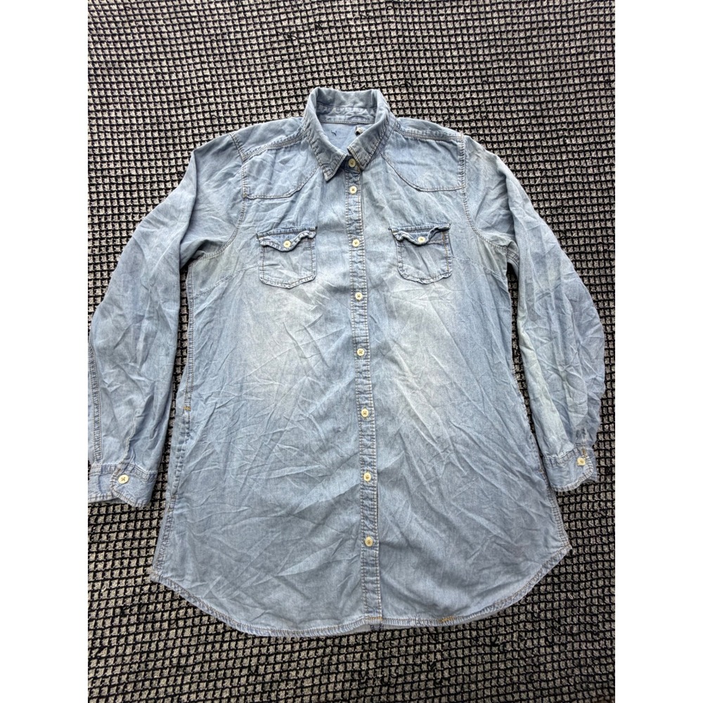 New Look Denim Shirt Womens XL Light Blue Long Sleeve Button Down